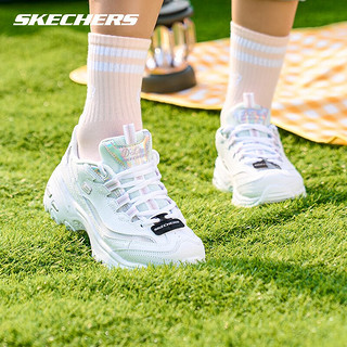 斯凯奇（Skechers）女鞋时尚春夏款网面透气厚底经典舒适轻便网布小白鞋休闲老爹鞋 【夏日透气】白色/WHT 39 偏大小半码拍