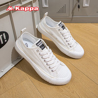 KAPPA卡帕男鞋透气帆布鞋子男2024春夏季轻便软底板鞋男运动休闲鞋 经典白 42