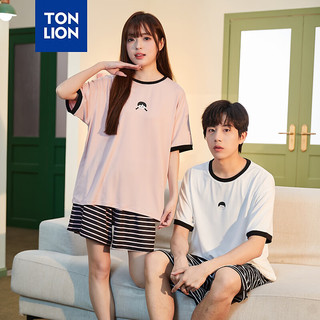 唐狮 TONLION2024新款情侣条纹短袖睡衣可外穿家居服套装TB