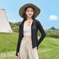 三福防晒服2024夏季防紫外线修身轻薄透气连帽短款防晒衣女装