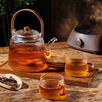 雅集玻璃棱影煮茶壶耐热泡茶壶烧水壶提梁壶功夫茶具1300ml 棱影提梁壶1300ml