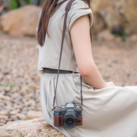  摄侣 头层牛皮 相机保护套+真皮底座+垫肩牛皮肩带  咖啡色