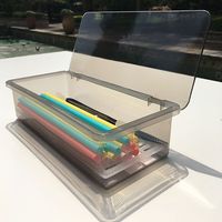 佩舟带盖沥水筷子盒塑料筷子筒家用勺子刀叉餐具收纳盒吸管 灰色
