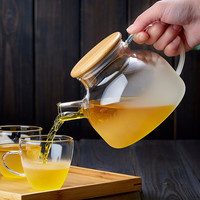 美斯尼 凉水壶玻璃冷水壶加厚水壶泡茶壶大容量茶具套装可搭配玻璃杯水杯耐热明火加热竹盖过滤网家用水壶 半磨砂云雾小流水