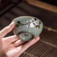 一品工坊釉下彩手绘桃花主人杯全手工茶杯中国风景德镇陶瓷单杯品茗杯茶盏 手绘桃花杯