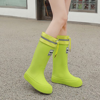 DG&DU雨鞋女款高筒防水防滑雨靴加绒长筒水鞋时尚软底水靴 【防水口款-防水防滑】绿色 36/37【码数偏小】
