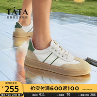 他她(TATA)透气板鞋男平底鞋德训鞋男薄款帆布鞋新款新PWV01BM3 米杏/棕/绿 42
