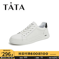 他她(TATA)时尚小白鞋男夏季薄款透气休闲百搭系带板鞋男款VVJ03CM2 白/黑 39