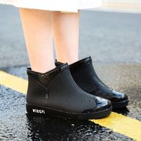 钟阿四时尚雨鞋女防滑春简约保暖外穿雨靴厨房菜市场水鞋女防水 时尚雨鞋-黑色 【数】 40