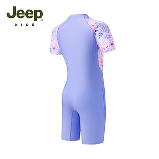 Jeep儿童泳衣女孩夏天连体防晒中大童游泳衣女童泳装 丁香紫 140 