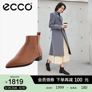 爱步（ECCO）女靴 冬季百搭短靴尖头低跟通勤女靴 型塑214233 南瓜棕21423301671 41