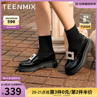 天美意厚底弹力靴袜靴女瘦瘦靴加绒松糕底短靴2022冬NFZ01CZ2