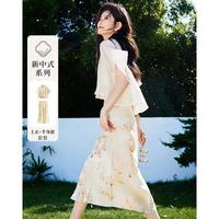 2024夏季套装女气质国风新中式拼接百搭上衣加半裙套装