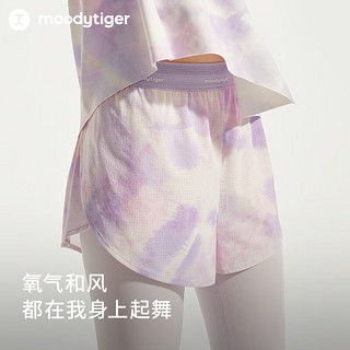 moodytiger女童运动裤假两件裤24夏季凉感防晒透气AirSupply空气衣 谧色紫 150cm