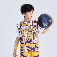 特步 XTEP【透气速干】儿童夏篮球服男中大童舒适透气短袖T恤上衣