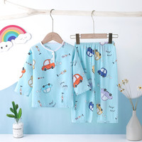 儿童睡衣夏季薄款棉绸小孩男童空调服宝宝绵绸女童家居服