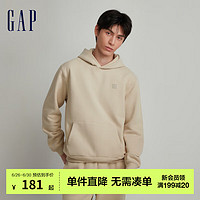 Gap男女装秋冬LOGO宽松碳素软磨抓绒卫衣807077连帽衫 浅卡其 185/104A(L)