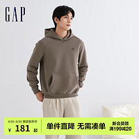 Gap男女装秋冬LOGO宽松碳素软磨抓绒卫衣807077连帽衫 石灰色 170/84A(XXS)