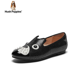 暇步士（Hush Puppies）皮鞋女士休闲一脚蹬平底英伦乐福鞋【谭松韵】HAV33AM4 黑色 39