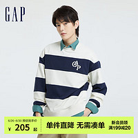 Gap男女装秋季LOGO宽松法式圈织软卫衣760399装上衣 蓝白拼接 175/88A(XS)