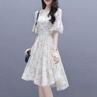 amber heey雪纺连衣裙女装新款2024夏季法式修身气质女神范夏天短袖裙子衣服 257