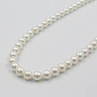 Akoya天然海水宇和岛珍珠花珠项链白色珍珠7.0-7.5mm