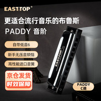 东方鼎 布鲁斯口琴10孔嵌入式亮黑色盖板灰色塑盒T009 PADDY C调初学