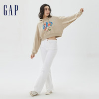 Gap女装秋季美式花卉LOGO法式圈织软卫衣615063时尚运动上衣 奶咖色 170/96A(M)