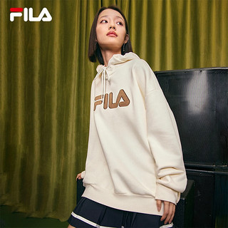 FILA 斐乐连帽卫衣男女宽松时尚休闲运动装中性款上衣 奶盐白-IV 185/104A/XXL