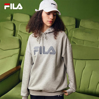 FILA 斐乐连帽卫衣男女宽松时尚休闲运动装中性款上衣 浮云灰花灰-MG 180/100A/XL