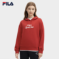 FILA 斐乐女装连帽卫衣2024春时尚休闲字母卫衣 热腥红-RD 185/100A/XXXL