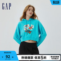 Gap女装秋季LOGO短款运动辣妹法式圈织软卫衣615063 天蓝色 170/96A(M)