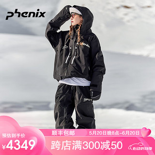 phenix滑雪服23雪季女单板双板全压胶防风防水保暖滑雪装备外套上衣 黑色上衣 S