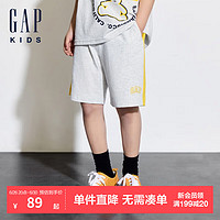 GAP男童2024夏季logo撞色针织短裤运动休闲儿童装466674 灰色 130cm 亚洲尺码