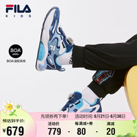 FILA斐乐儿童休闲鞋2024夏季男女中大童BOA旋钮夜光复古跑鞋 深牛仔蓝/朦胧蓝-DF 41码(内长25.5cm)