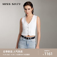 MISS SIXTY2024夏季新款白色亚麻西装马甲外套女通勤气质无袖单穿 漂白
