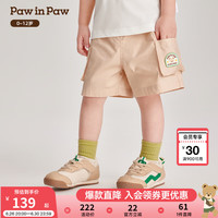 PawinPaw卡通小熊童装2024年夏季新款男宝宝裤子儿童短裤工装风 Brown棕色/85