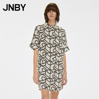 JNBY/江南布衣夏季音符印花连体裤女宽松翻领连体衣收腰系带短裤