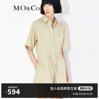 MO&Co.MC章仔松紧腰衬衫翻领直身短裤连体裤休闲设计感