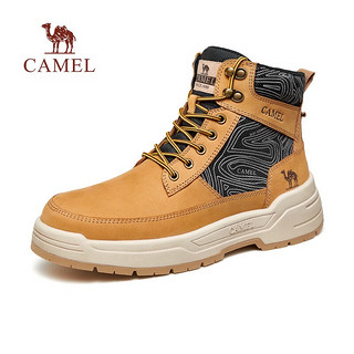 骆驼（CAMEL）冬城市户外沙丘印花防水厚底工装靴男LT008 G13W136108 沙漠黄/幻夜黑 39