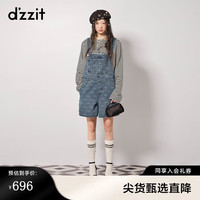 DZZIT地素牛仔背带裤春秋芭比系列甜酷少女短裤女3H3R0011S 蓝色
