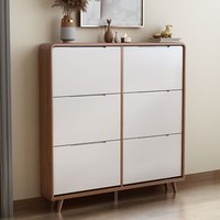 慕澜（MULAN）超薄翻斗鞋柜大容量家用门口实木框入户小式简约现代玄关门厅柜 DJ504【120*25.3*120.6cm】