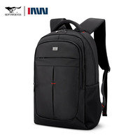 七匹狼男士双肩包大容量休闲旅行包商务出差电脑背包高中初中大书包 中号黑色