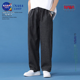 NASA GOOD牛仔裤男四季舒适宽松直筒男裤港风休闲长裤子男 黑色 3XL