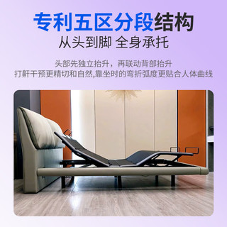 海狮梦真皮智能床一套电动床升降多功能零重力语音控制婚床皮床现代双人 真皮悬浮床+功能床架+记忆棉床垫