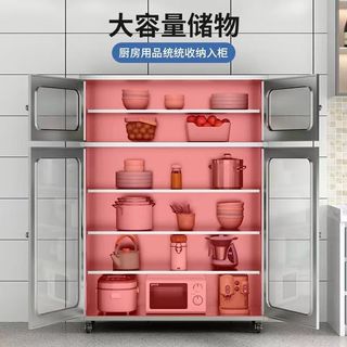 米蒂格304不锈钢餐边柜厨房碗柜餐厅储物柜网门透气置物柜活动收纳柜子 304不锈钢门1.1米宽 豪华款