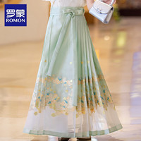 罗蒙新中式马面裙套装2024女童汉服儿童国风古装半身裙唐装夏 豆蔻马面裙 【单马面裙】 140