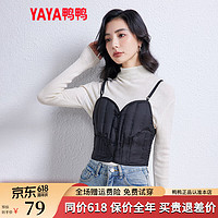 鸭鸭（YAYA）羽绒吊带背心女2024冬季休闲时尚潮流保暖内搭外穿上衣k 黑色 155/80A(S)