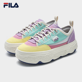 FILA 斐乐女ROCK摩登帆布鞋2024夏季时尚休闲鞋 玉檀绿色/翅雀金-BG 38.5