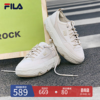 FILA 斐乐女ROCK岩石鞋帆布鞋2024夏季时尚休闲 泡沫白-WG 35.5